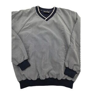 Vintage‎ Slazenger Golf Windbreaker Pullover Men's L Black Houndstooth Cotton